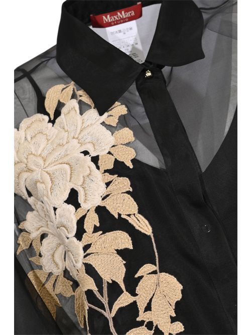 Camicia MSELIBBRA in organza di seta con ricamo Nero MAX MARA STUDIO | 2616261014600002